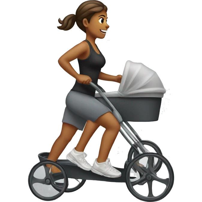 running woman with a baby stroller emoji