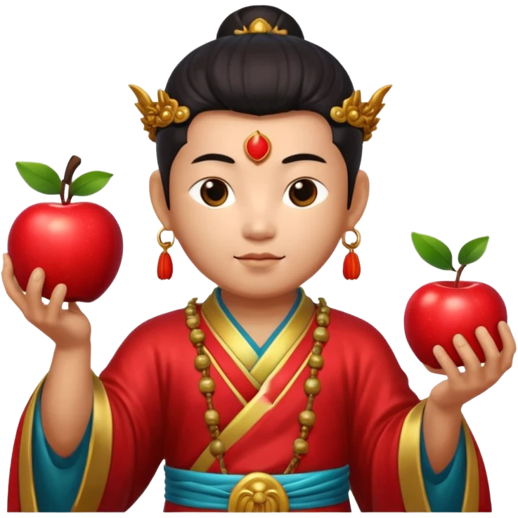 chinese god with an apple emoji