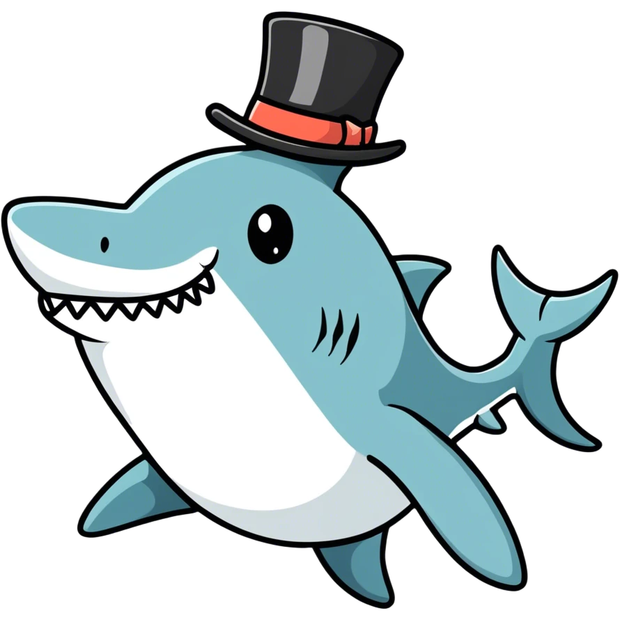 Shark with a top hat emoji