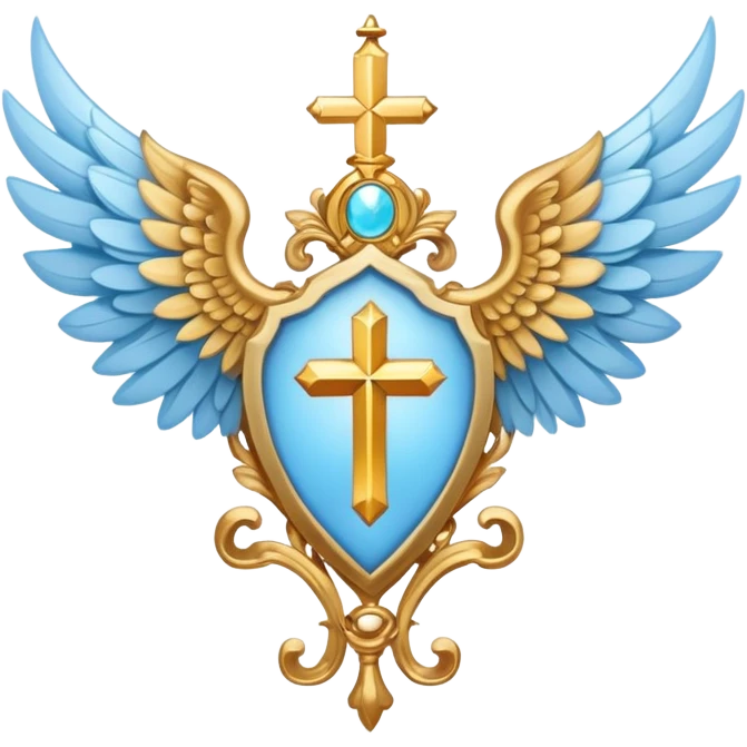 holy saint emblem with light blue wings emoji