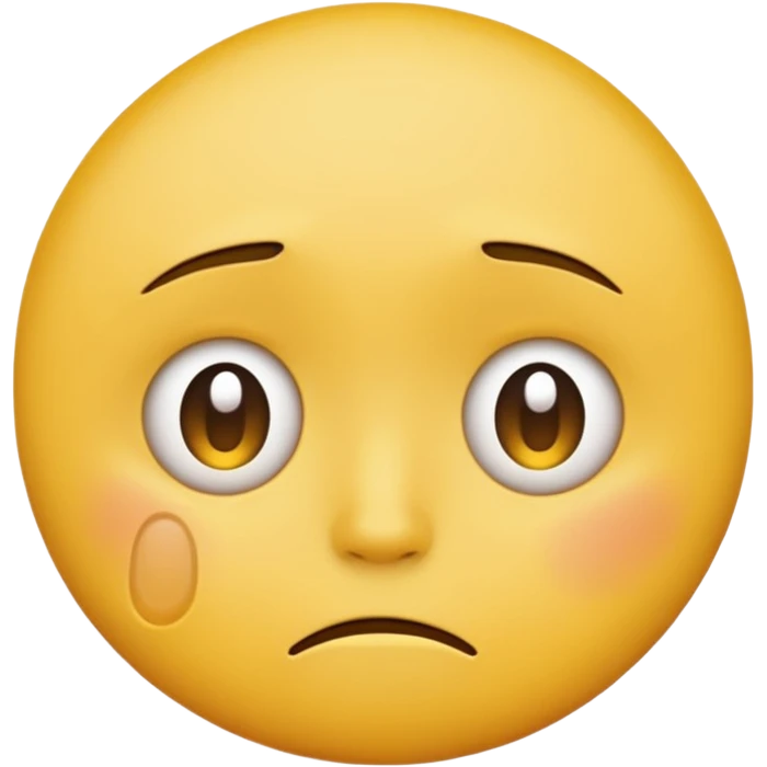 A regular yellow  skin, round face emoji looking straight at me not smilling, just staring with a tear rolling down its cheek emoji