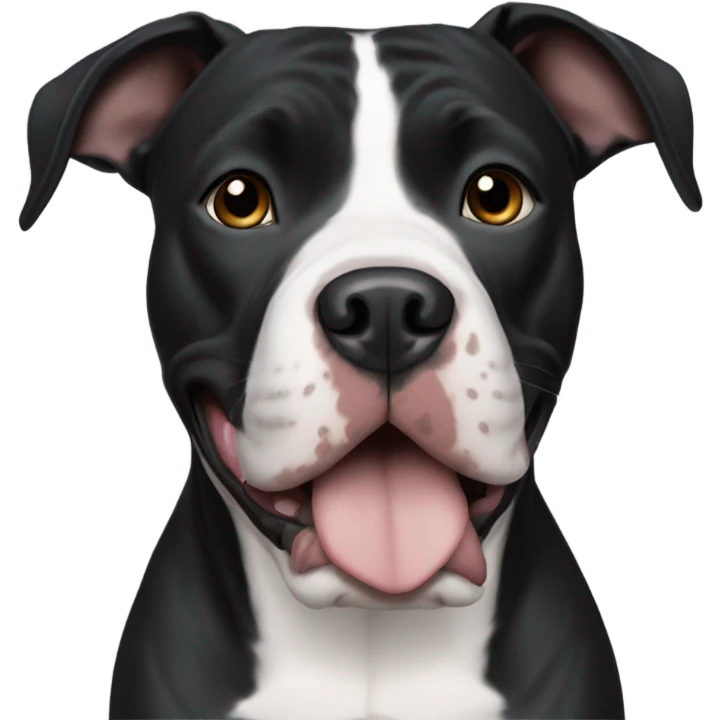 Mostly black pitbull with white chest and white paws emoji