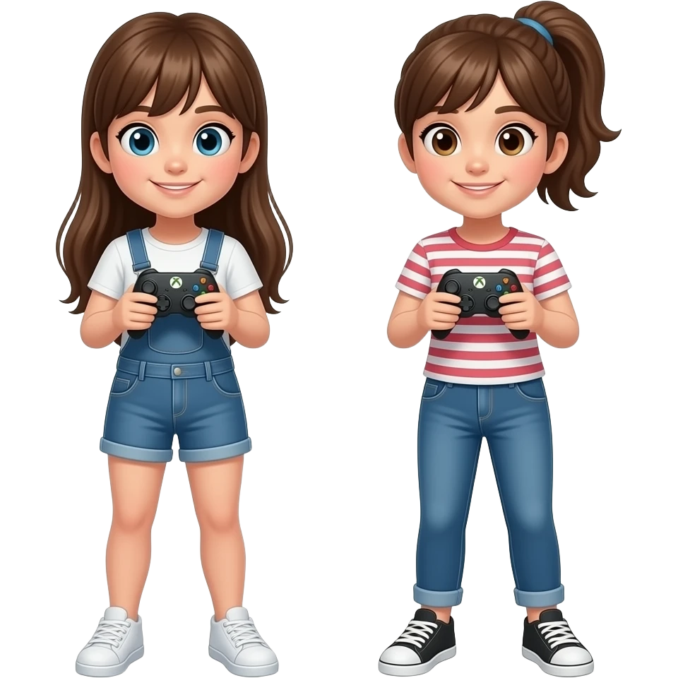 2 girls playing on Xbox emoji