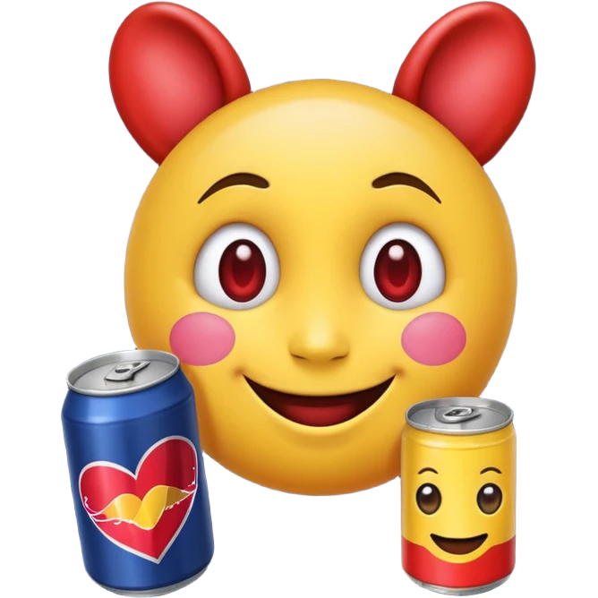Emoji with heart eyes and red Bull can  emoji