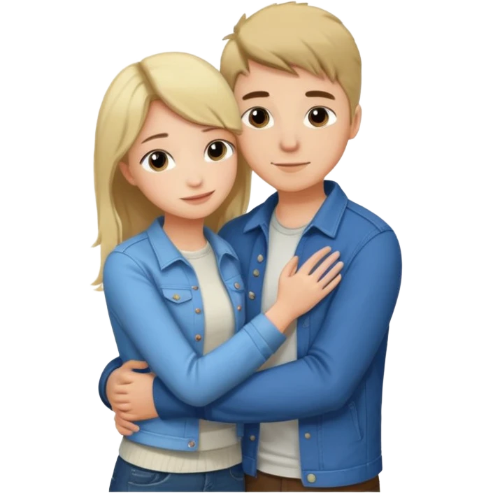 Couple hugging each other but the boy has mustang emoji