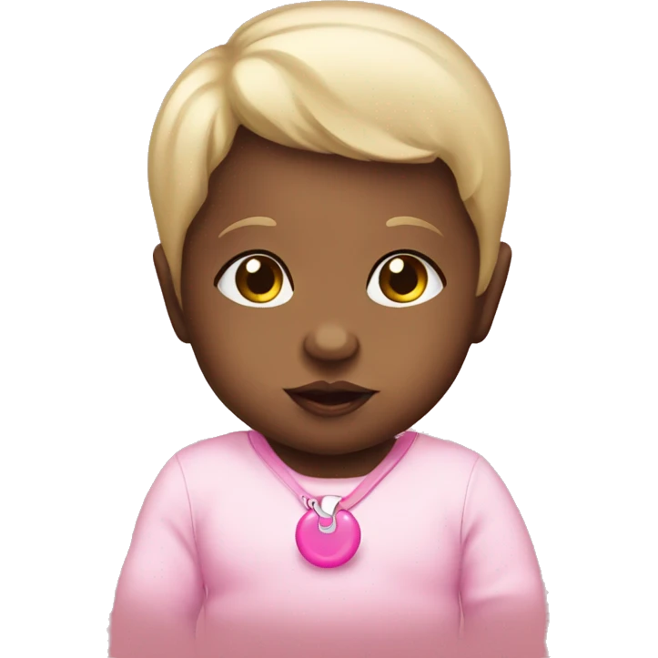 Baby girl with a pink pacifier emoji