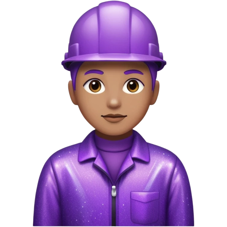 industrial worker wearing glitter purple glittery clothes emoji
