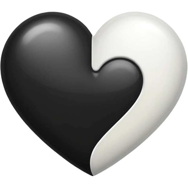 Yarı siyah yarı beyaz kalp emoji