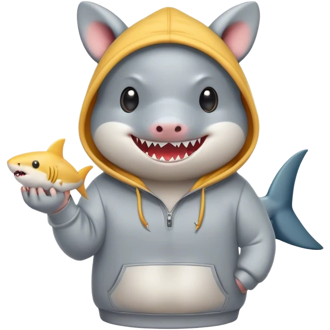 Shark with hamster hoodie emoji