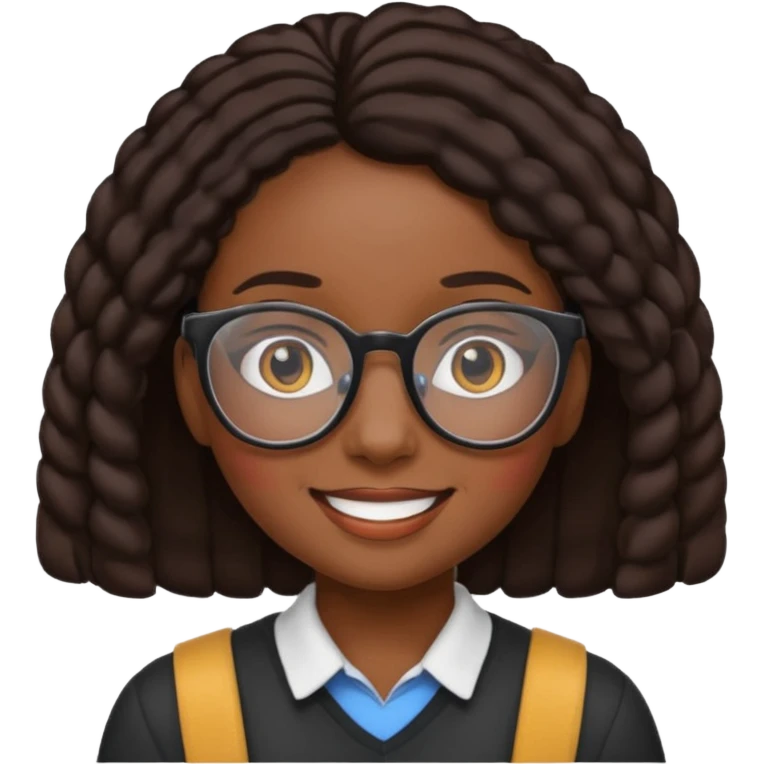 black girl emoji wearing glasses in a school setting emoji
