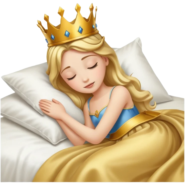 sleeping princess with crown in bed emoji
