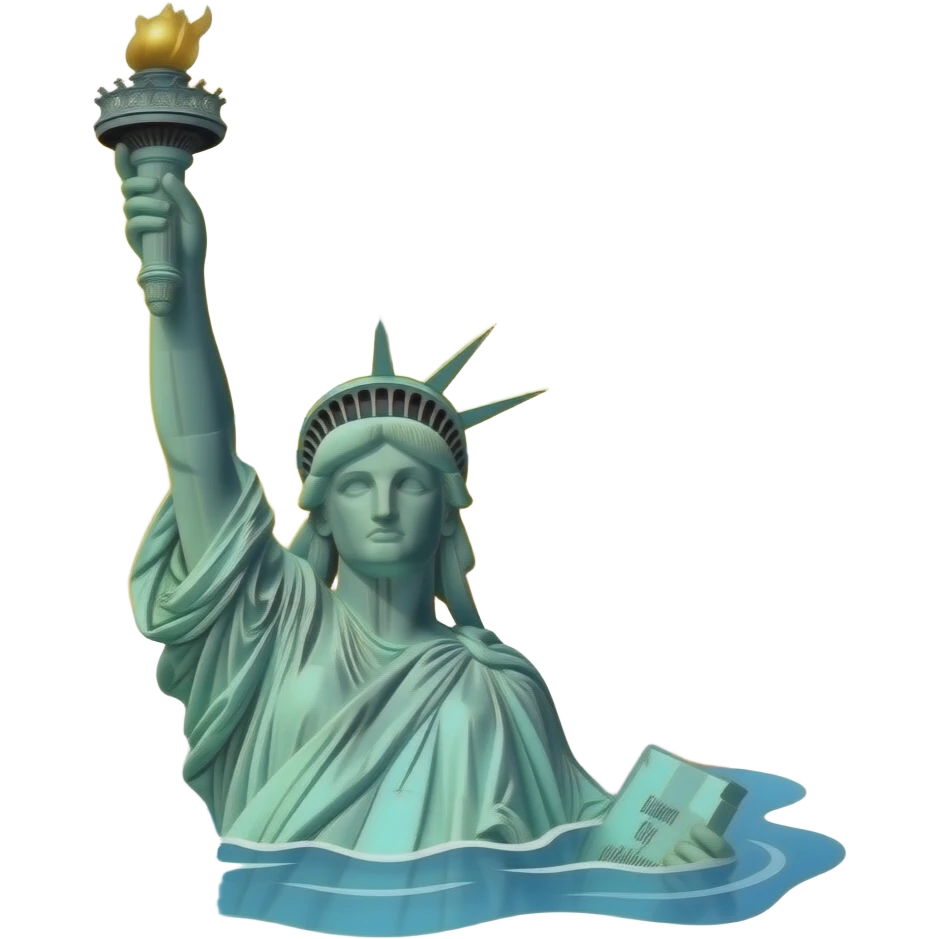 statue of liberty waking up as sun rises emoji