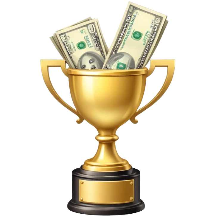 a trophy with money inside it  emoji