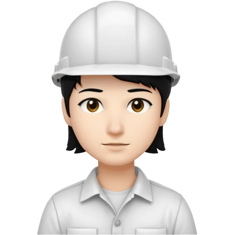 UN EMOJI DE ARQUITECTA, CON SU CASCO, SU COLOR DE OJOS NEGRO, CABELLO NEGRO, SIN LENTES, CASCO BLANCO, Y CAMISA BLANCA emoji