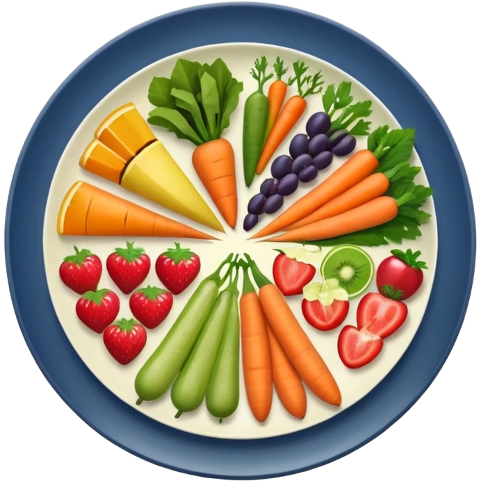 four sections of a plate with different fruits and vegetables emoji