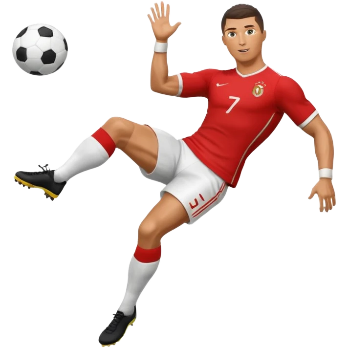 Ronaldo doing a bicycle kick with football emoji