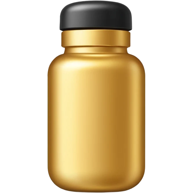 gold pill bottle and white emoji