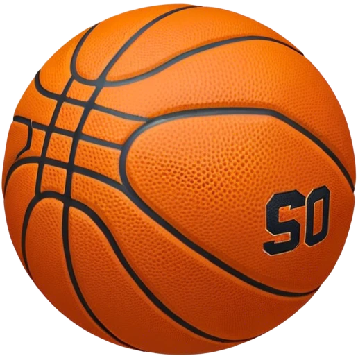 Cinematic Realistic image of a basketball rendered in vivid orange with a pebbled surface texture and crisp stitching details, set against a high-contrast backdrop that highlights its dynamic, sporty essence emoji