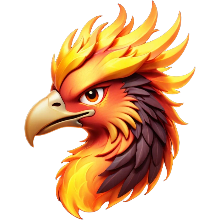 Cinematic Battle-Hardened Mystical Fire Phoenix Portrait Emoji, head tilted dramatically with a defiant, almost mocking smirk. Featuring a striking, rugged form with intensely scarred, flame-scorched feathers and eyes that burn with warrior-like fury, this phoenix embodies unapologetic badassery. Rendered with vibrant, lifelike textures and dynamic, contrasting shadows, high shine, and a bold soft glowing outline, it captures the essence of a phoenix ready to rise and scorch any challenge with battle-hardened might. emoji