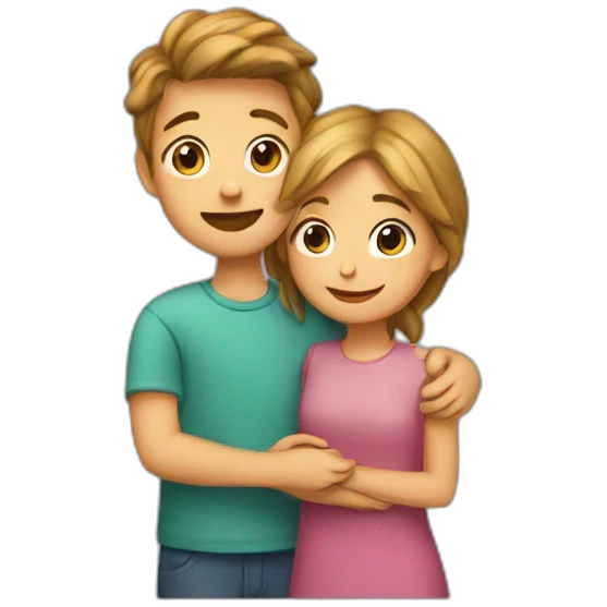 Boy and girl hugging emoji