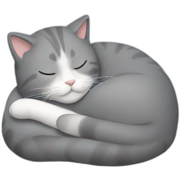 Sleeping Grey cat with White paws and belly  emoji