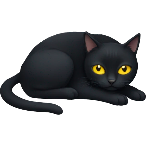 Black cat with yellow eyes and sleeping  emoji