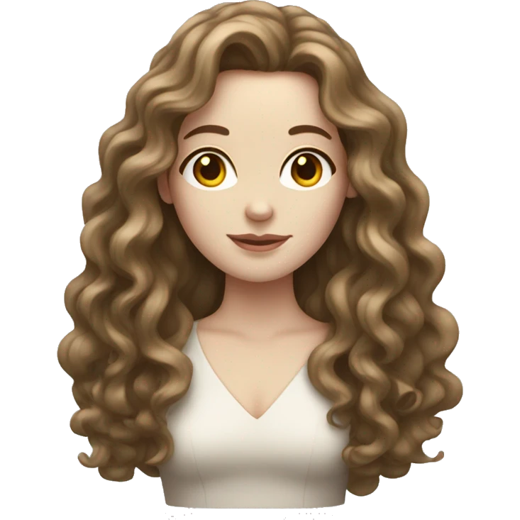 Woman with pale skin and long curly brown hair  emoji