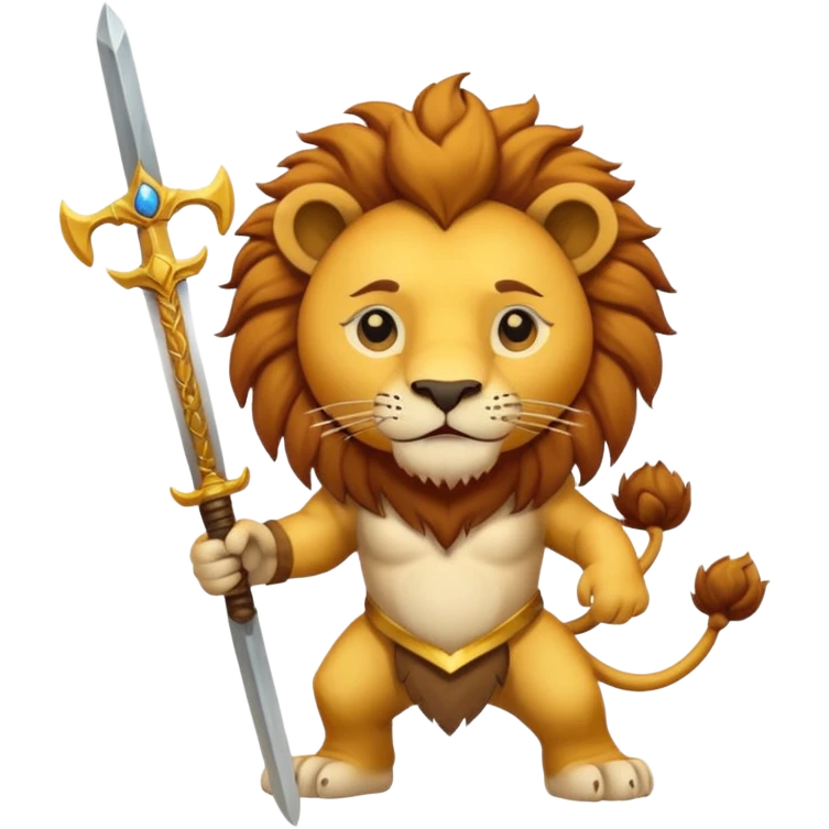 Please create a lion holding a sword with a sun behind the lion? emoji