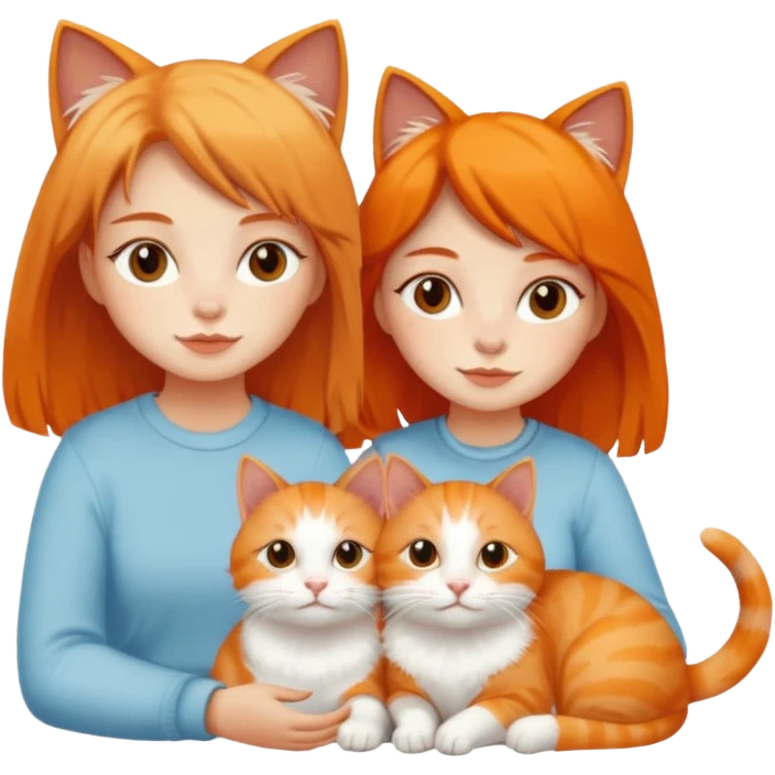Two nasty girls with white and orange cat emoji