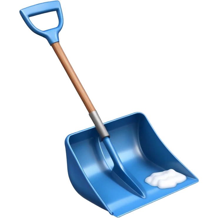 snow shovel object icon, metal snow shovel with wooden handle, winter equipment, glossy highlights, 3D cartoon, mobile game icon style, centered, clean background, no text, no watermark

 emoji