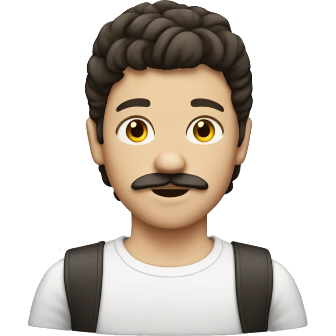 Brunette boy with mullet and moustache emoji