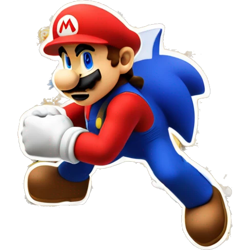 Super Mario fighting Sonic the hedgehog  emoji