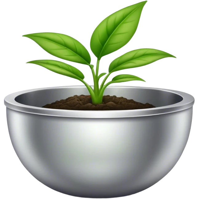 green plant in silver bowl emoji