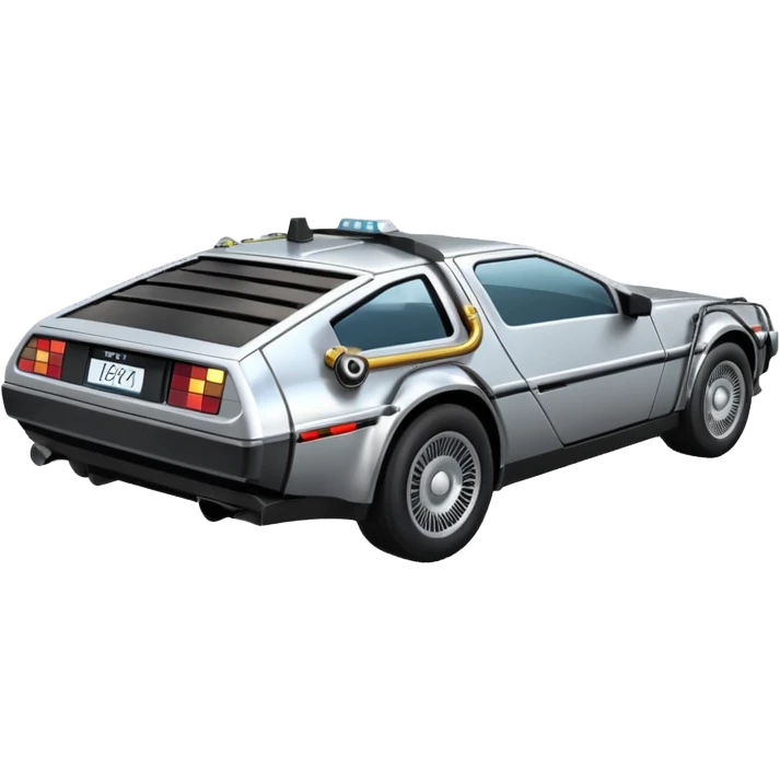 Silver DMC 12 Delorean, closed doors, backside view emoji