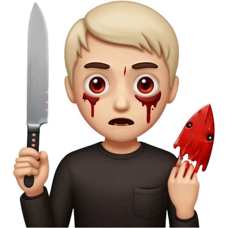 Insane scared injured person with a knife in the classic emoji style  emoji