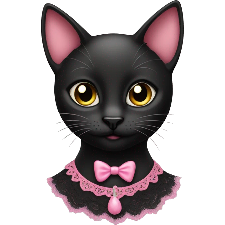 Black cat with a pink lacy  emoji