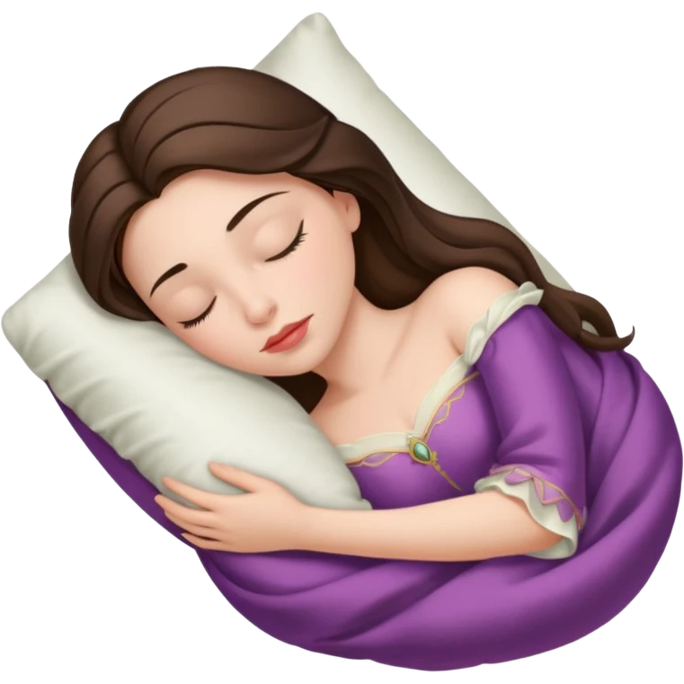 sleeping beauty brunette white girl with a silk pillow emoji