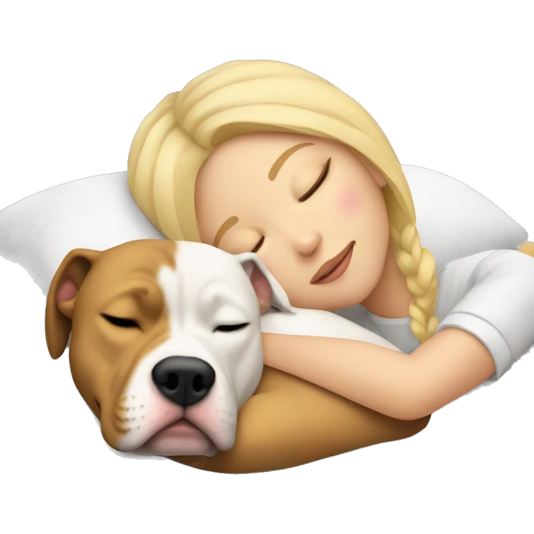 blonde girl sleeping with a pitbull  emoji