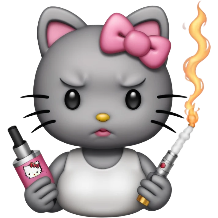 sad hello kitty smoking vape emoji