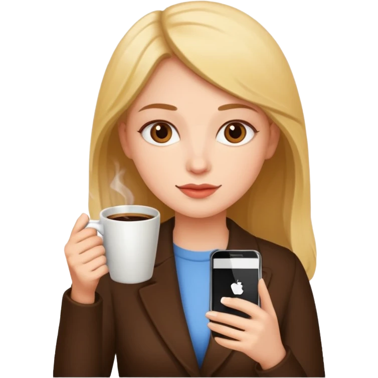 Women drinking coffee and holding coffee and phone  emoji