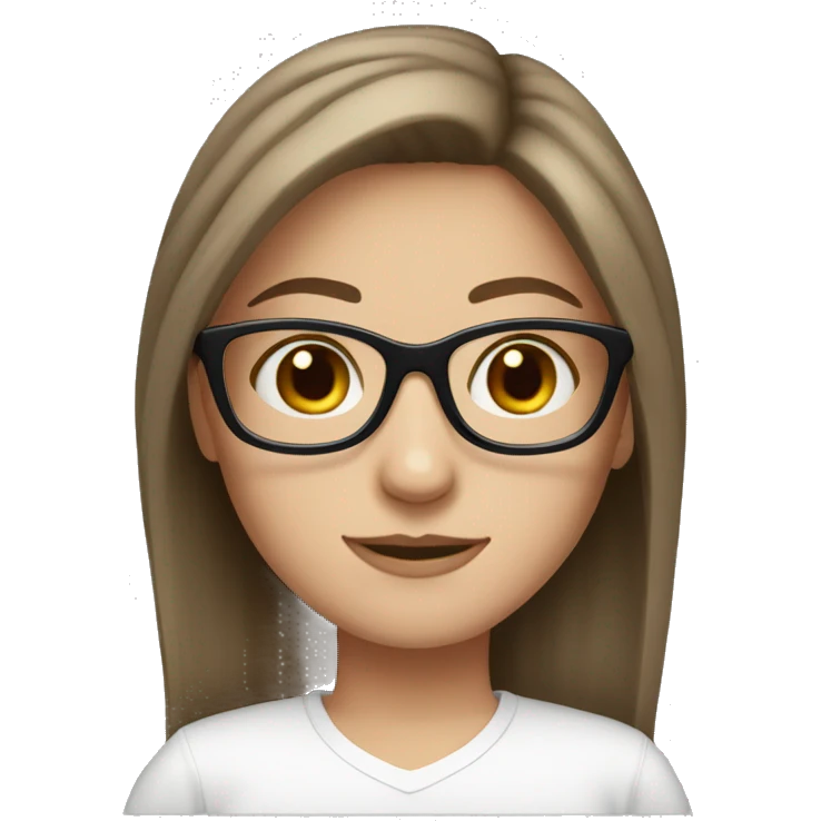brown hair white girl with black glasses emoji