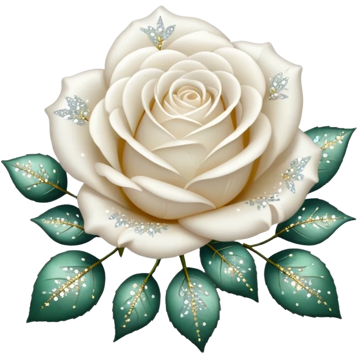 Glitter White Roses emoji