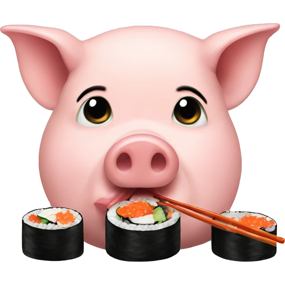 pig eating sushi emoji