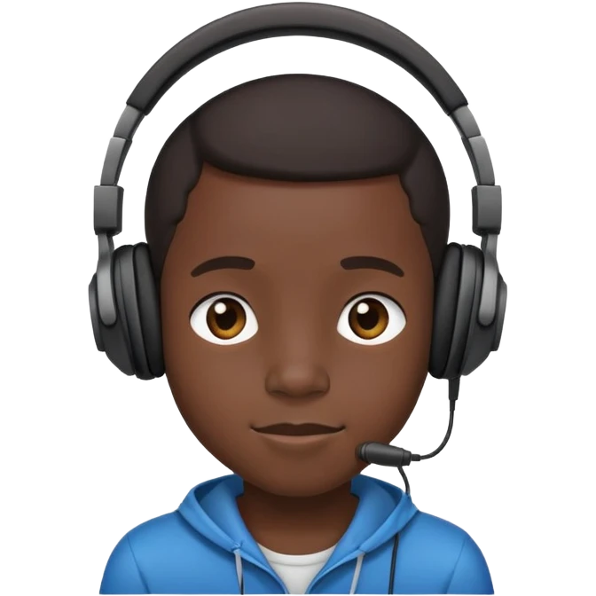 Black kid wearing headphones listening to music emoji