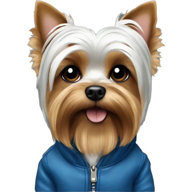 yorkie dog white with blue jacket  emoji