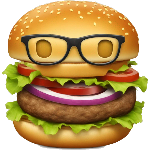 A burger with glasses and a smile  emoji