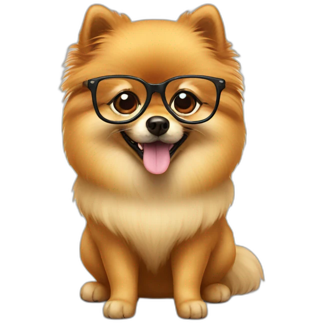 A Pomeranian with glasses emoji
