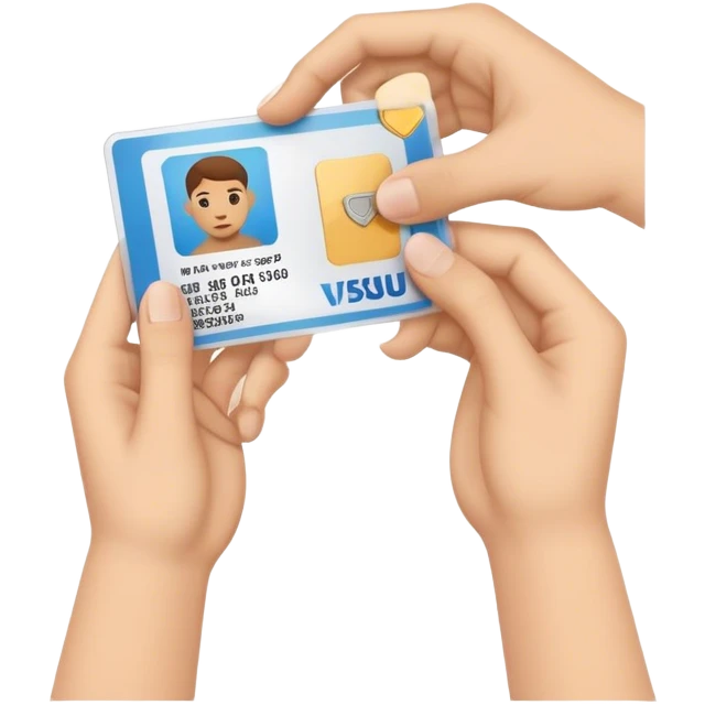 two hands holding one id card emoji