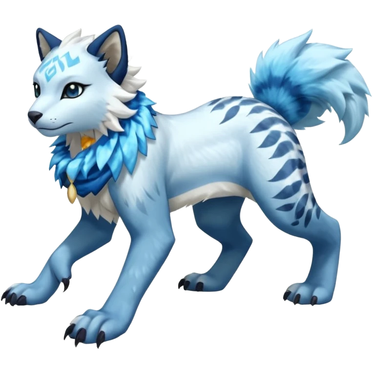 Icy scarf-covered glacial glistening glossy smooth soft flaky scaly flurry hyper-realistic boreal Lunaray-Manectric-Absol-Luxray-Bobcat-Fakémon-fusion-animal-creature, full body  emoji