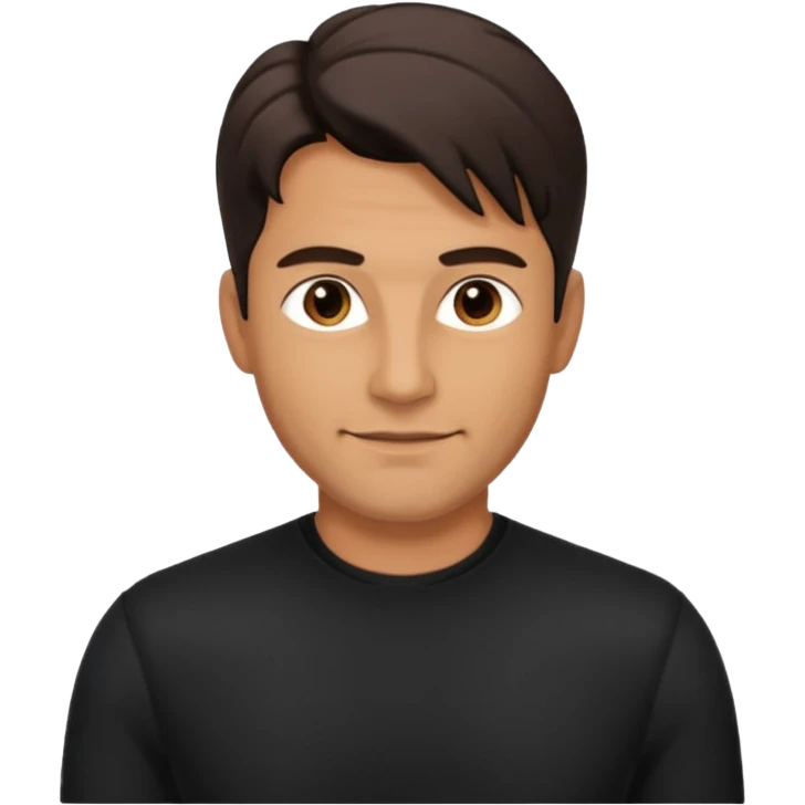 A very handsome successful man in his 40s. Day hair. Wearing black   emoji